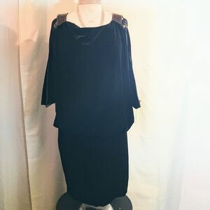 Betsy and adam open shoulder Velvet Dress 14W